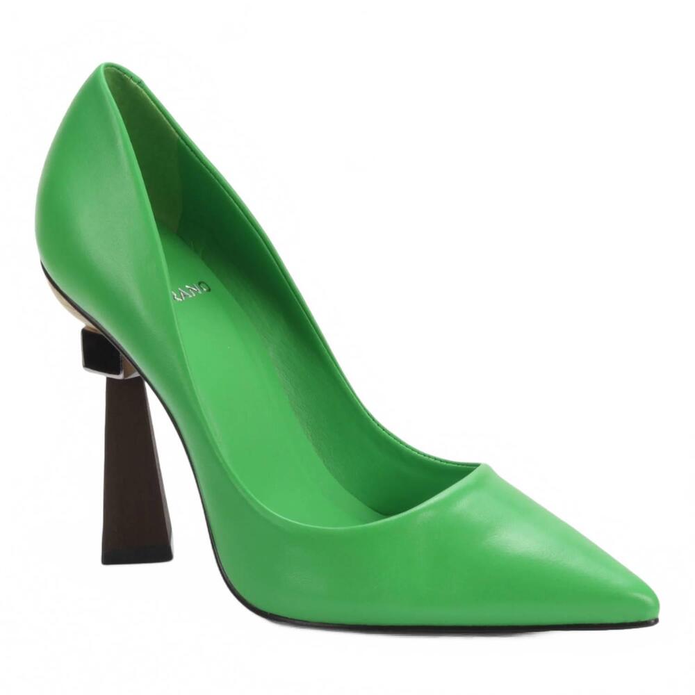 NEW CARRANO women's leather pump geometric heels in green